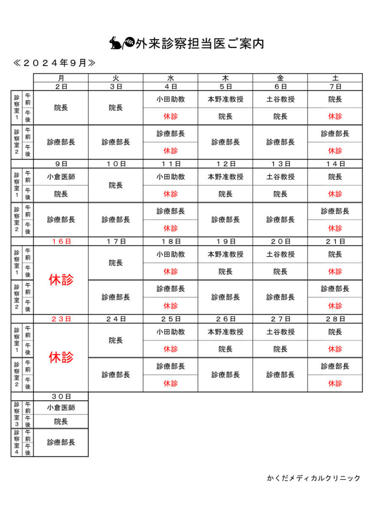 外来診察担当医ご案内（R6.9月）